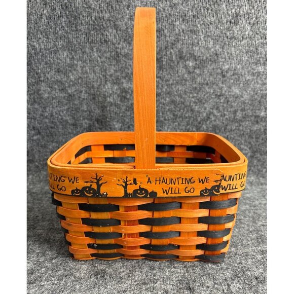Other - Halloween Orange & Black Woven Basket With Handle 10" X 7" X 5"